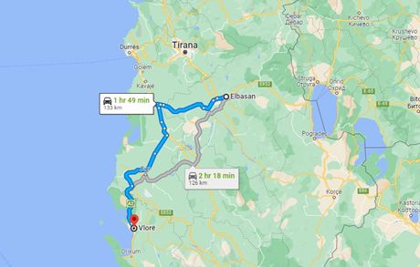 albania._i_apostasi_apo_to_elmpasan_sto_limani_tis_aylonas.jpg Αλβανία. Η απόσταση από το Ελμπασάν στο λιμάνι της Αυλώνας