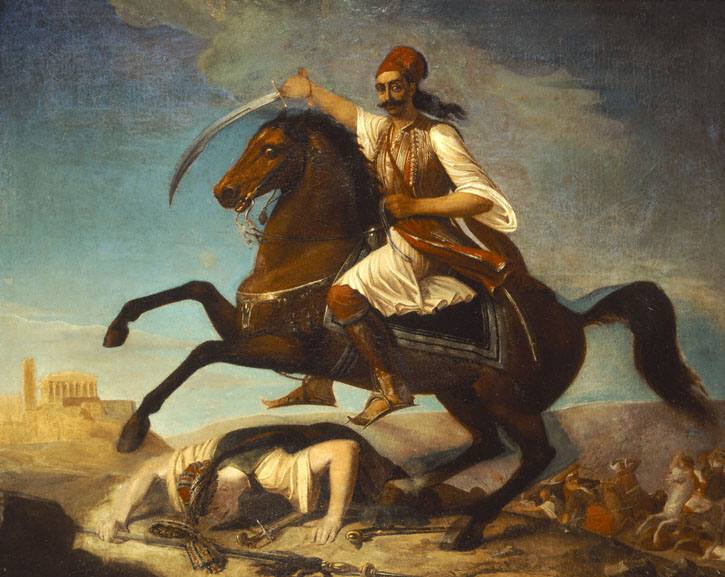 pinakas10.jpg Ο Γεώργιος Καραϊσκάκης ορμά έφιππος προς την Ακρόπολη, Γεώργιος Μαργαρίτης