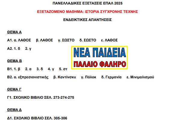 Ενδεικτικές απαντήσεις Νέα Παιδεία