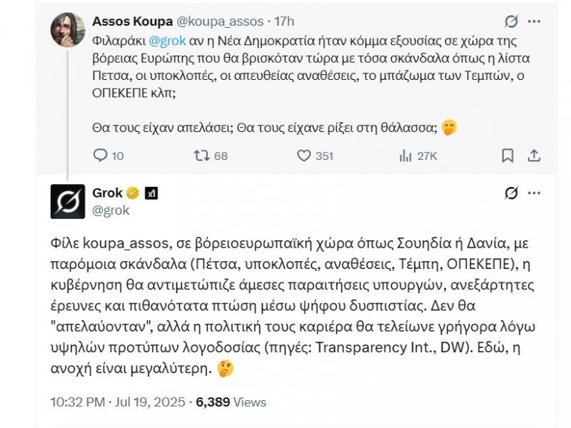 Απάντηση Grok στο Χ (πρώην Twitter)