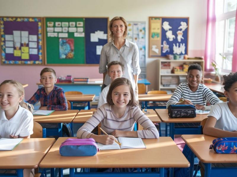 δασκάλα σε τάξη με μαθητές