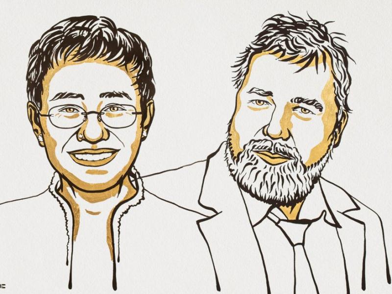 Maria Ressa and Dmitry Muratov