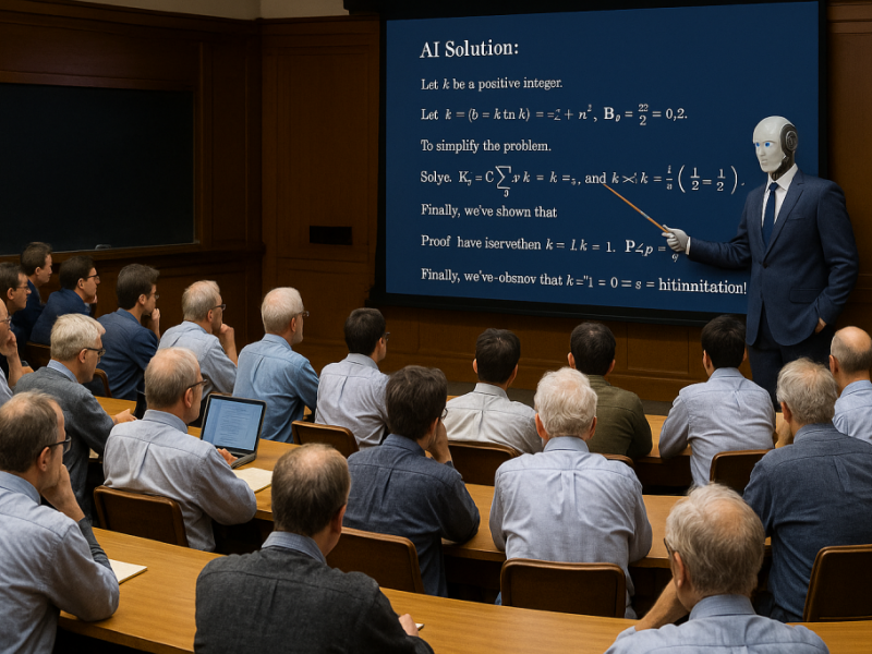 Ρομπότ τεχνητής νοημοσύνης παρουσιάζει σε κοινό μαθηματικά