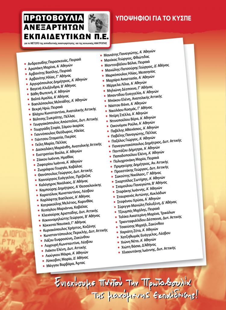 Πρωτοβουλία ανεξάρτητων εκπαιδευτικών ΠΕ 